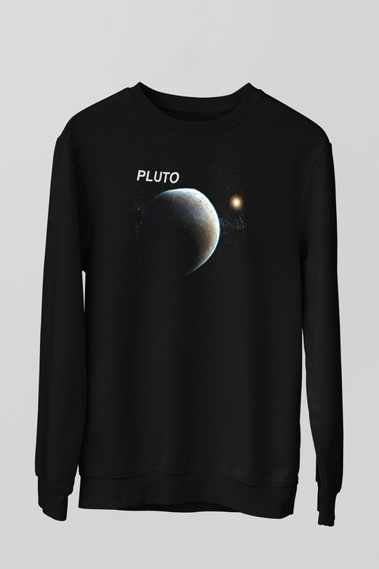Plüton Siyah Unisex Sweatshirt