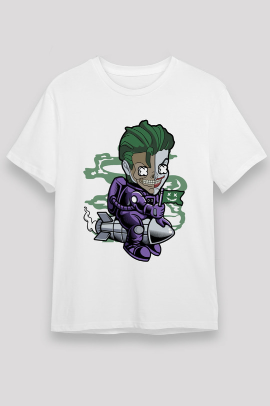 Poker Roket Rider Baskılı Unisex Beyaz Tişört