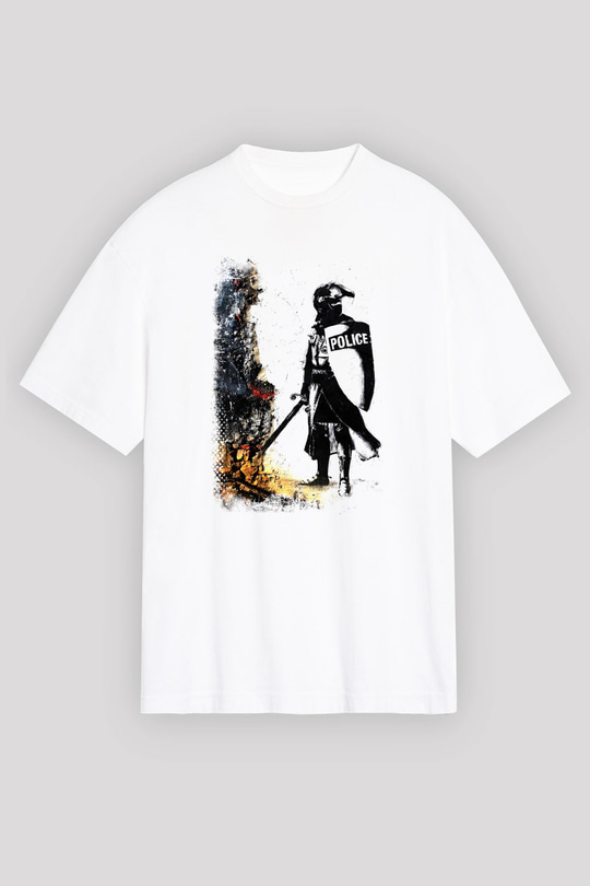 Polis Beyaz Oversize Tişört Oversize T-shirt - TişörtFabrikası