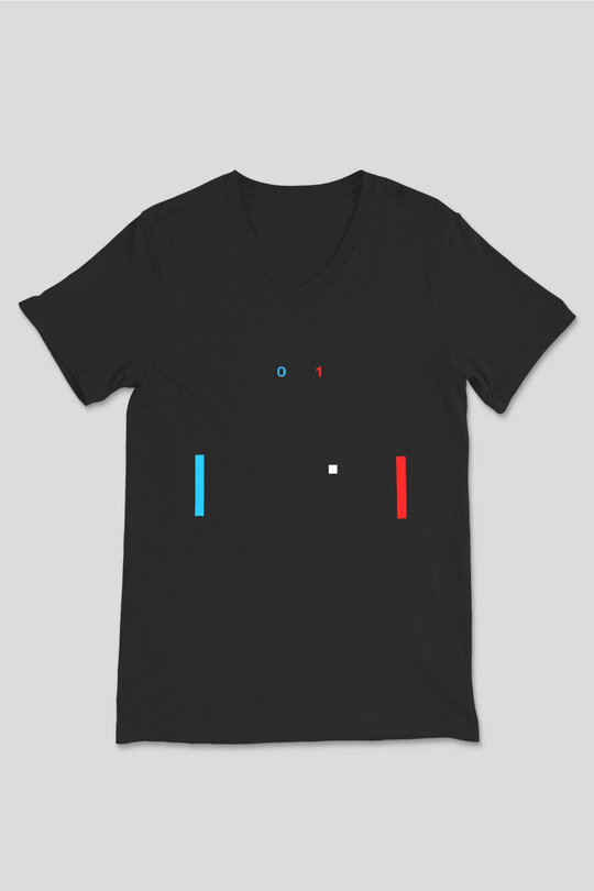 Pong Siyah Unisex  V Yaka Tişört