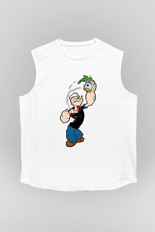 Popeye Beyaz Unisex Kolsuz Tişört