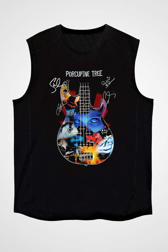Porcupine Tree Baskılı Unisex Siyah Kolsuz Tişört - Tshirt