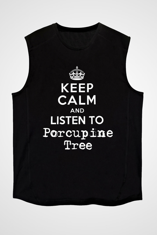 Porcupine Tree Baskılı Unisex Siyah Kolsuz Tişört - Tshirt