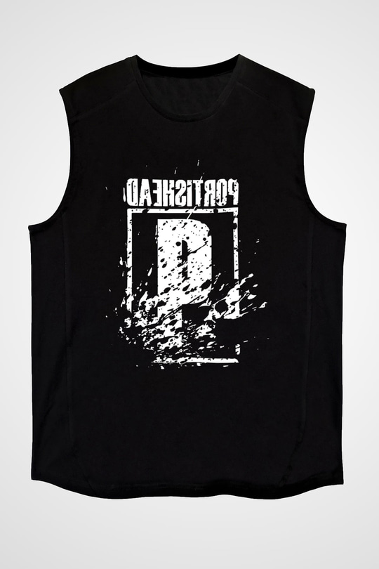 Portishead Baskılı Unisex Siyah Kolsuz Tişört - Tshirt