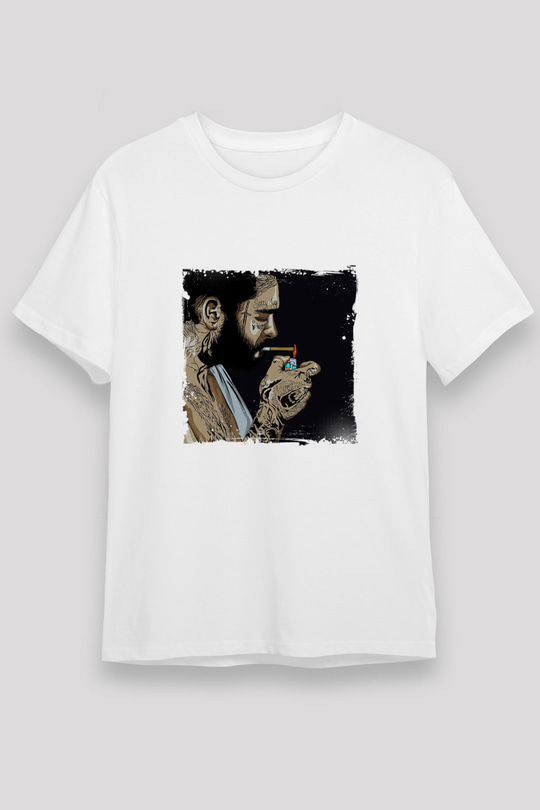 Post Malone Baskılı Unisex Beyaz Tişört