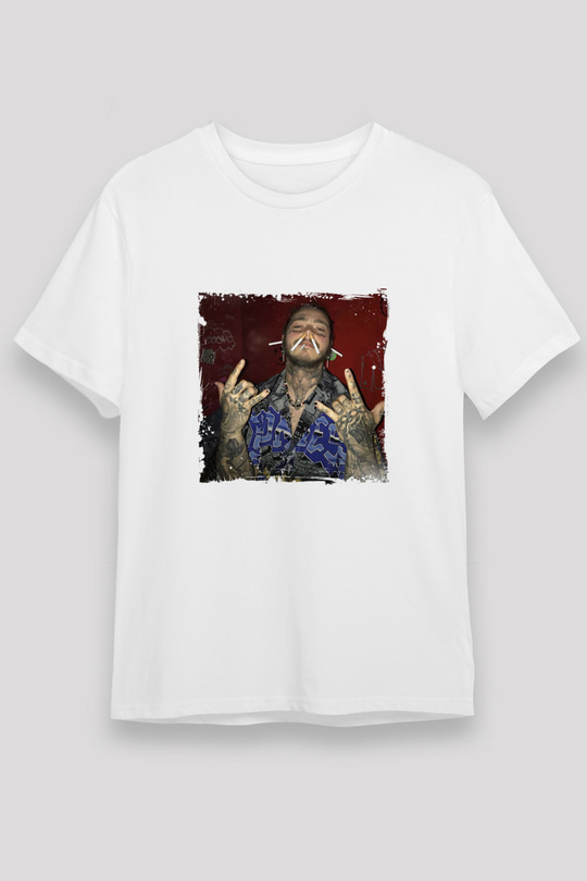 Post Malone Baskılı Unisex Beyaz Tişört