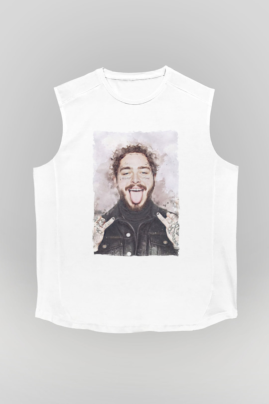 Post Malone Beyaz Unisex Kolsuz Tişört