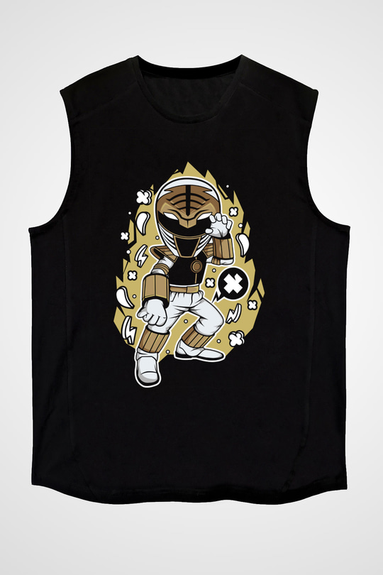 Power Ranger Baskılı Siyah Unisex Tshirt