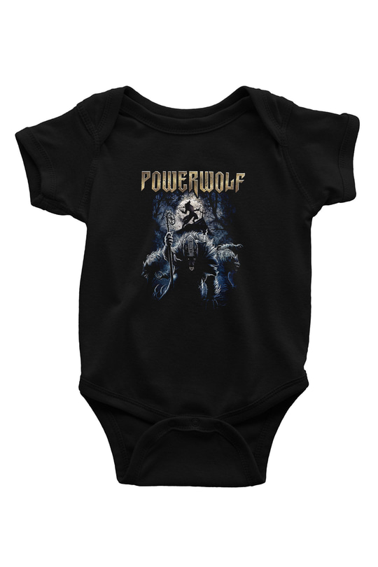 Powerwolf Baskılı Unisex Siyah Bebek Body - Zıbın