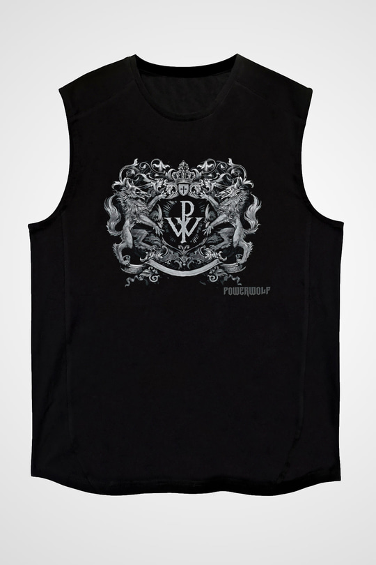 Powerwolf Baskılı Unisex Siyah Kolsuz Tişört - Tshirt