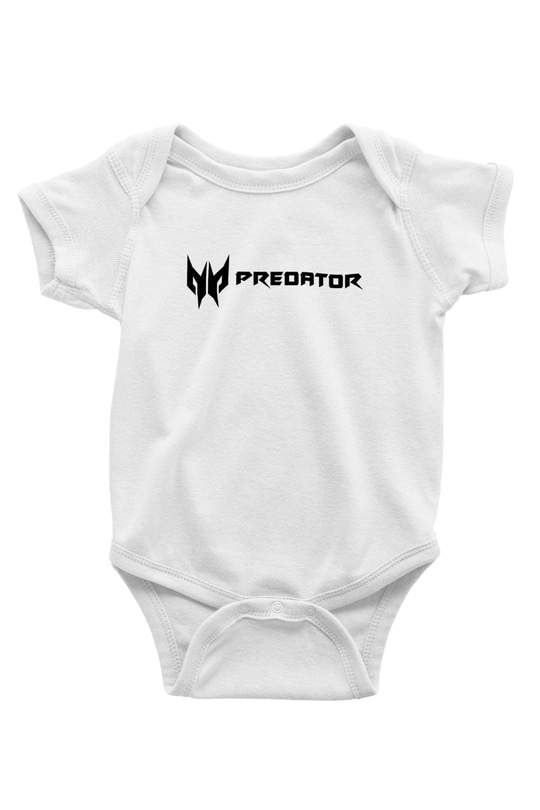 Predator Baskılı Beyaz Unisex Bebek Body - Zıbın