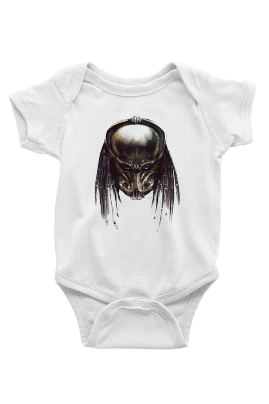 Predator Baskılı Beyaz Unisex Bebek Body - Zıbın