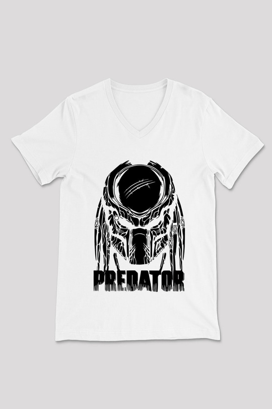 Predator Beyaz Unisex V Yaka Tişört