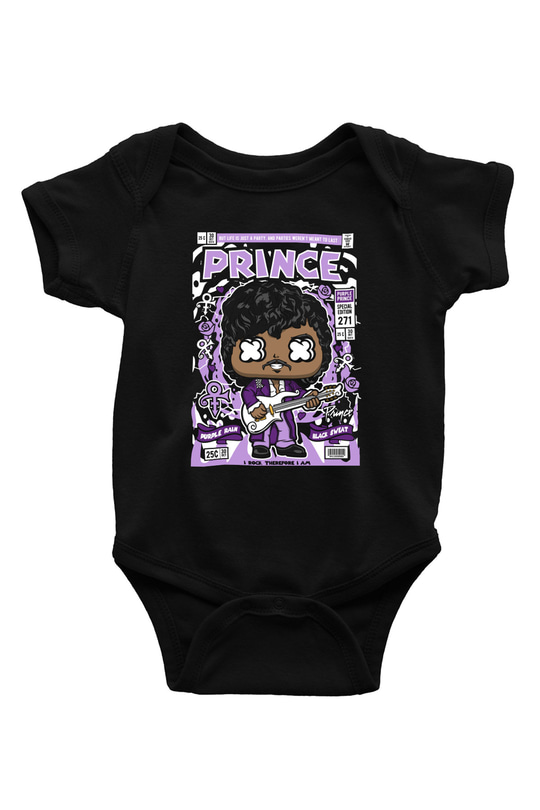 Prince Baskılı Unisex Siyah Bebek Body - Zıbın