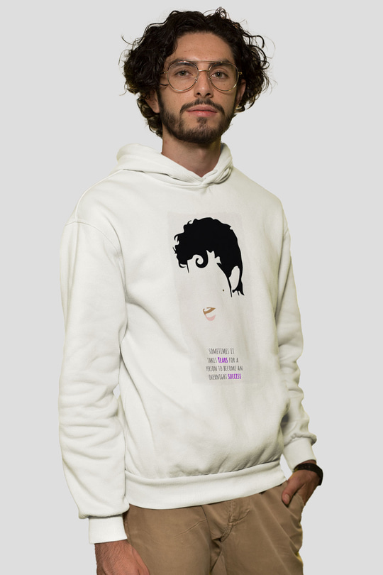 Prince Beyaz Unisex Kapüşonlu Sweatshirt