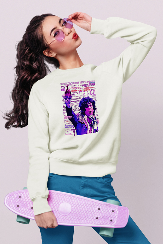 Prince Beyaz Unisex Sweatshirt