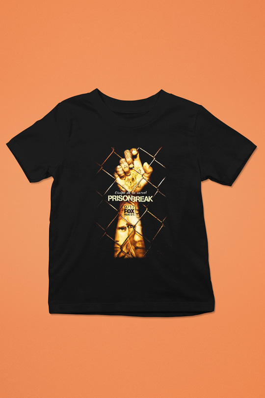 Prison Break Baskılı Siyah Unisex Çocuk Tişört