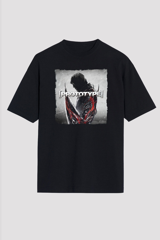 Prototype Siyah Oversize Tişört Oversize T-shirt