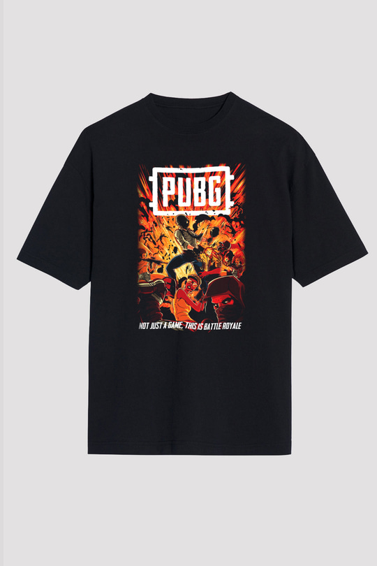 PUBG Siyah Unisex Oversize Tişört T-Shirt