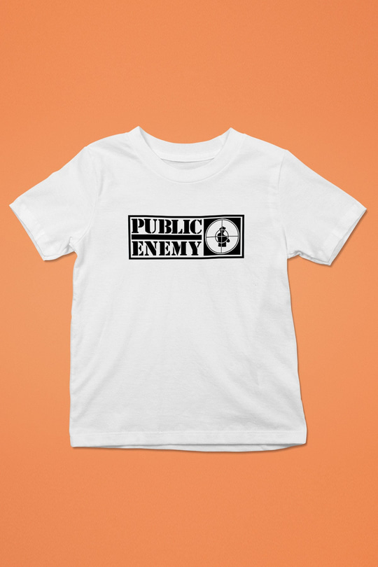 Public Enemy Baskılı Beyaz Unisex Çocuk Tişört