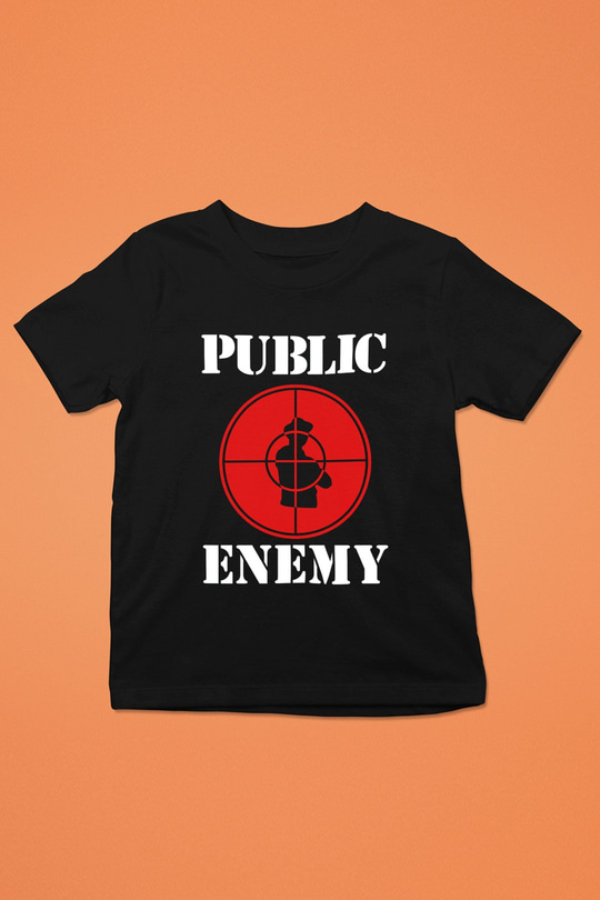 Public Enemy Baskılı Siyah Unisex Çocuk Tişört