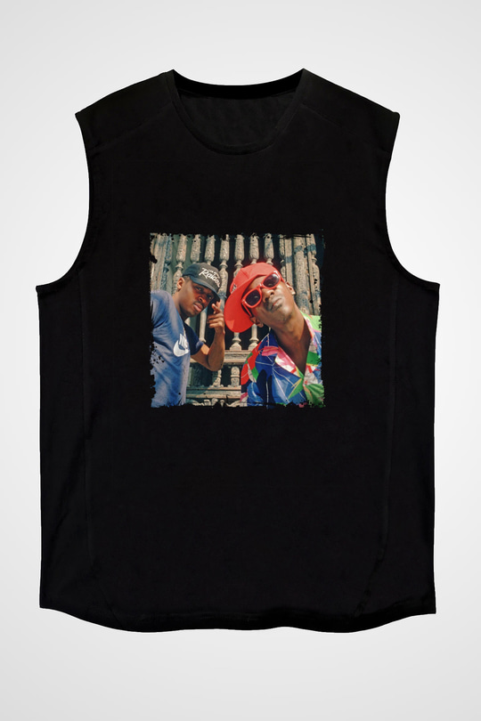Public Enemy Baskılı Unisex Siyah Kolsuz Tişört