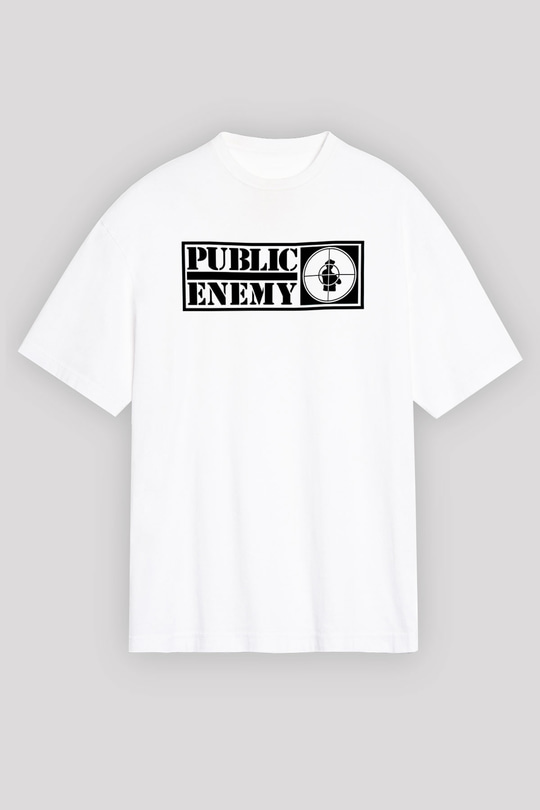 Public Enemy Beyaz Unisex Oversize Tişört T-Shirt