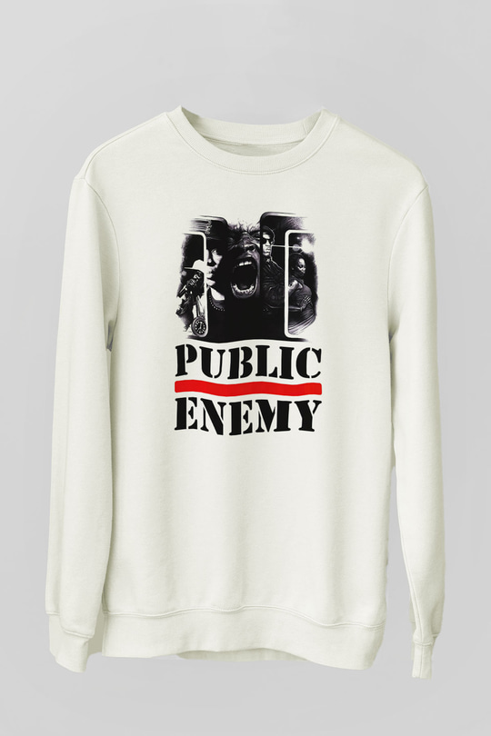 Public Enemy Beyaz Unisex Sweatshirt