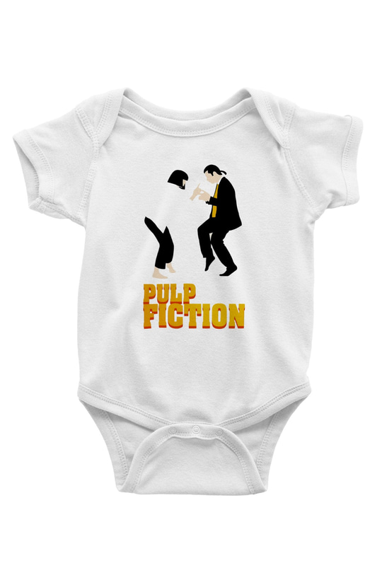 Pulp Fiction Baskılı Beyaz Unisex Bebek Body - Zıbın