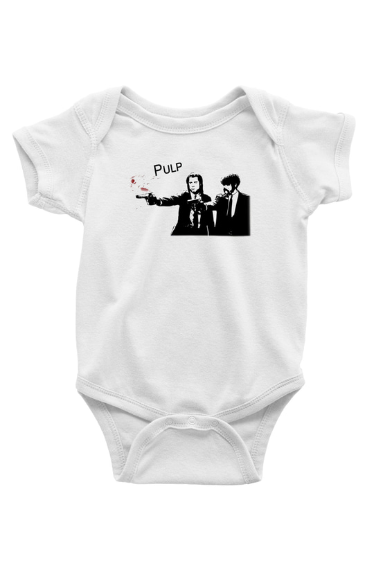 Pulp Fiction Baskılı Beyaz Unisex Bebek Body - Zıbın