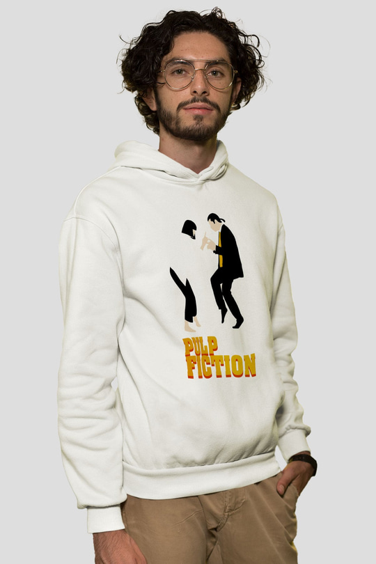 Pulp Fiction Beyaz Unisex Hoodie