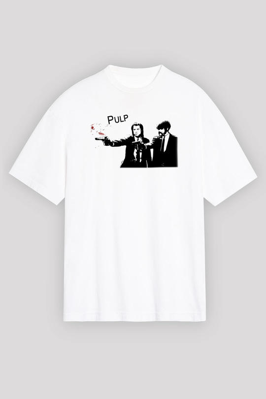Pulp Fiction Beyaz Unisex Oversize Tişört T-Shirt