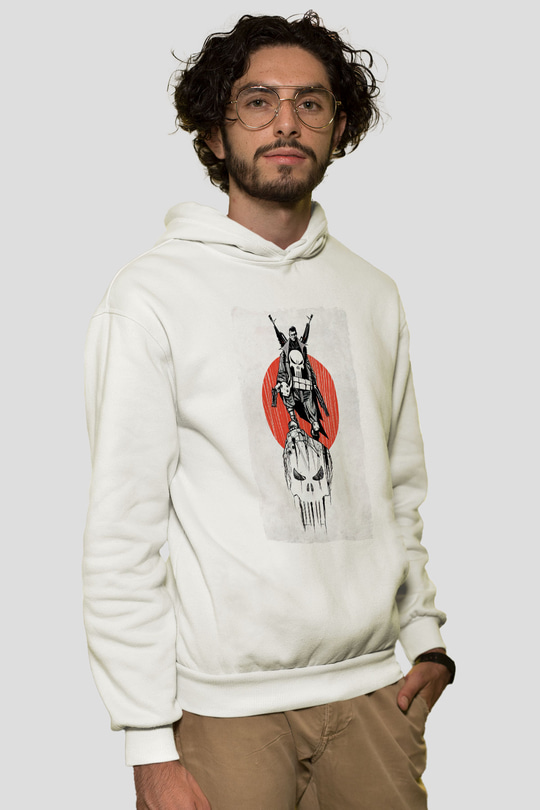 Punisher Beyaz Unisex Hoodie