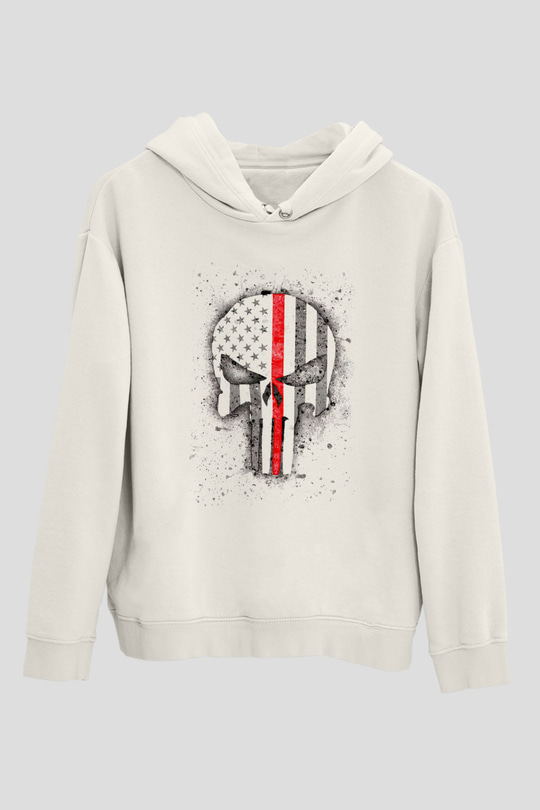 Punisher Beyaz Unisex Hoodie