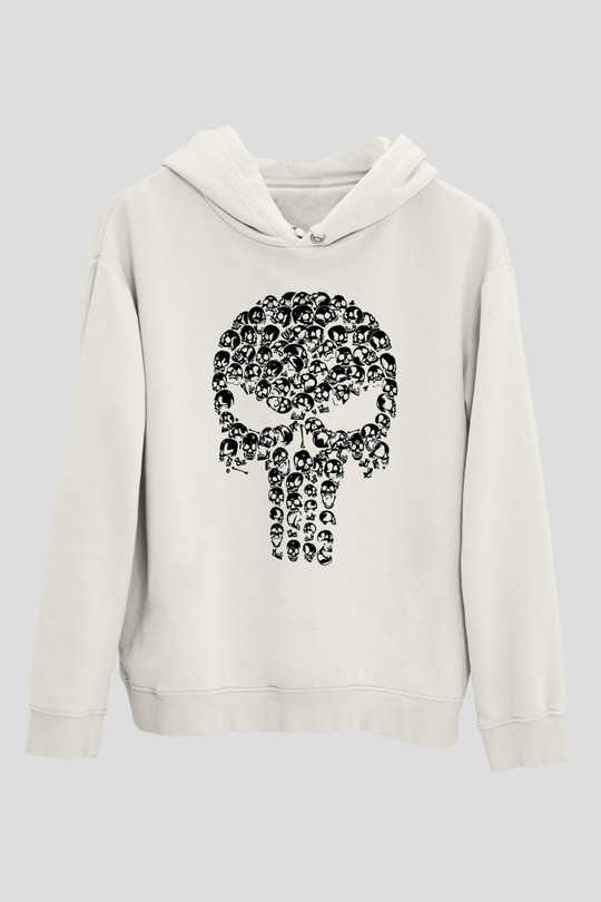 Punisher Beyaz Unisex Hoodie