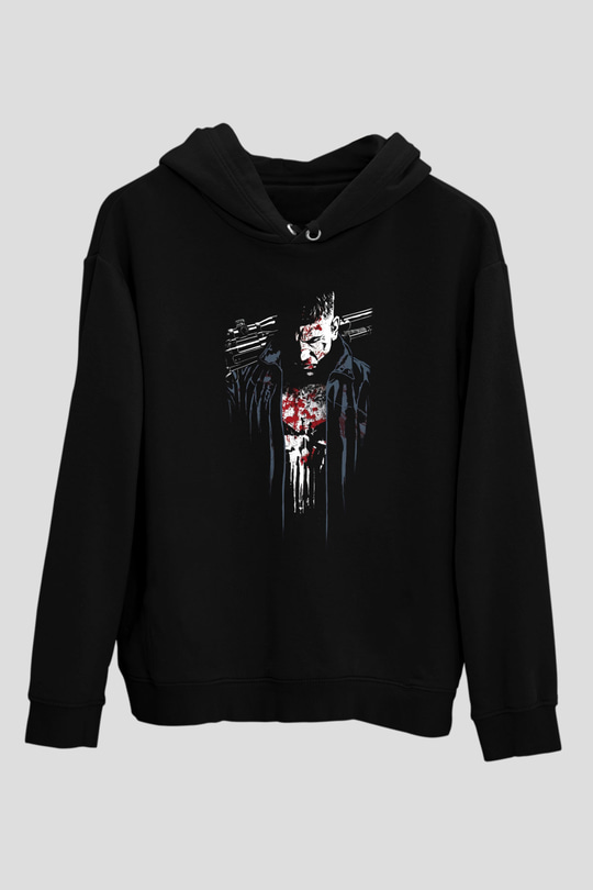 Punisher Siyah Unisex Hoodie