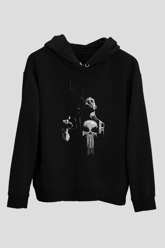 Punisher Siyah Unisex Hoodie