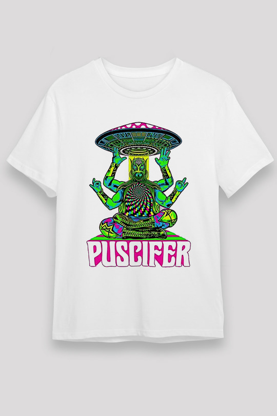 Puscifer Baskılı Unisex Beyaz Tişört - Tshirt