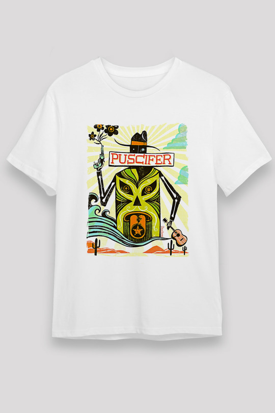 Puscifer Baskılı Unisex Beyaz Tişört - Tshirt
