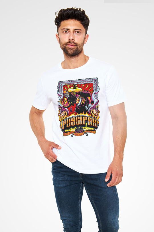 Puscifer Baskılı Unisex Beyaz Tişört - Tshirt