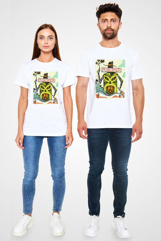 Puscifer Baskılı Unisex Beyaz Tişört - Tshirt
