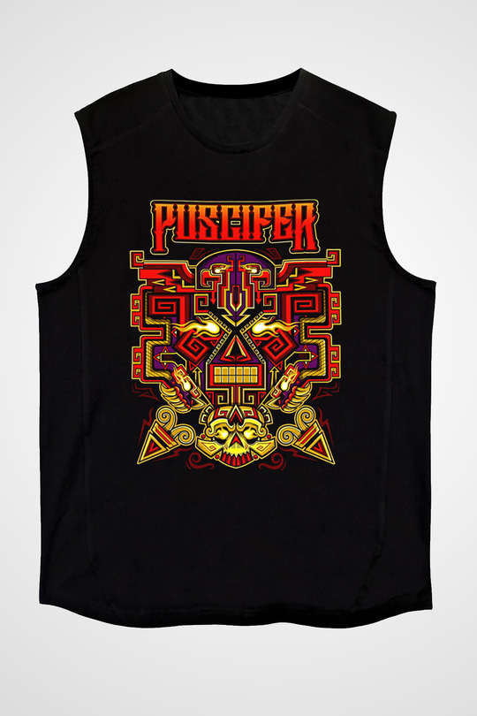 Puscifer Baskılı Unisex Siyah Kolsuz Tişört - Tshirt