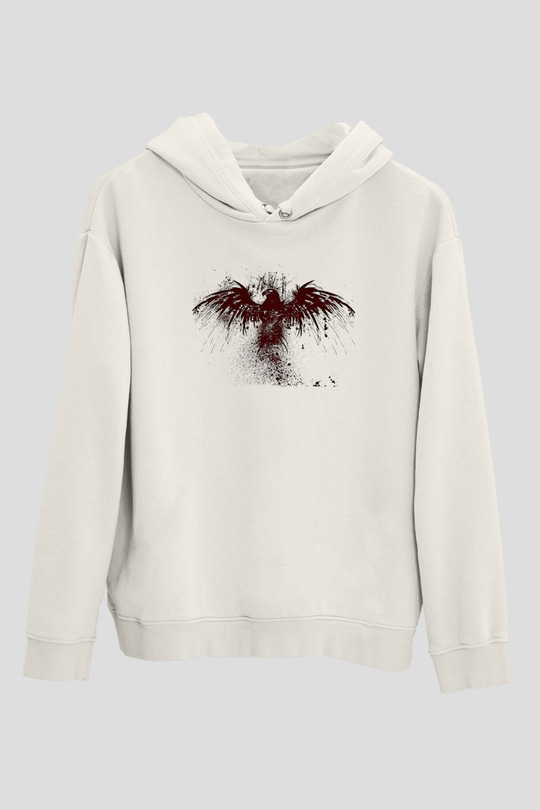 Pusha T Baskılı Beyaz Unisex Kapüşonlu Sweatshirt