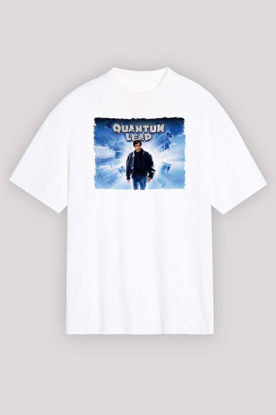 Quantum Leap Beyaz Oversize Tişört