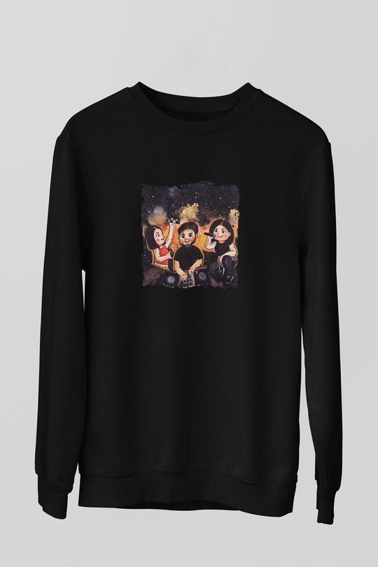 R3hab Baskılı Unisex Siyah Sweatshirt