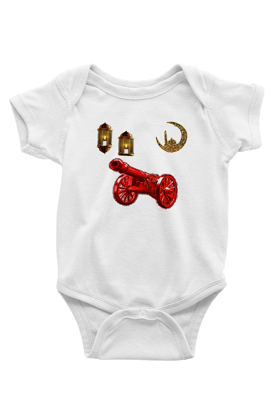 Ramazan Bayramı Baskılı Beyaz Unisex Bebek Body - Zıbın