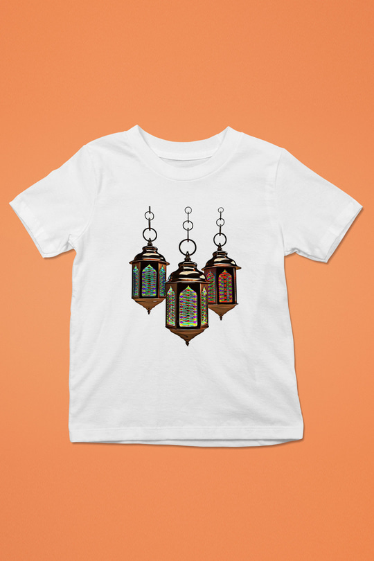 Ramazan Bayramı Baskılı Beyaz Unisex Beyaz Çocuk Tişört - Tshirt
