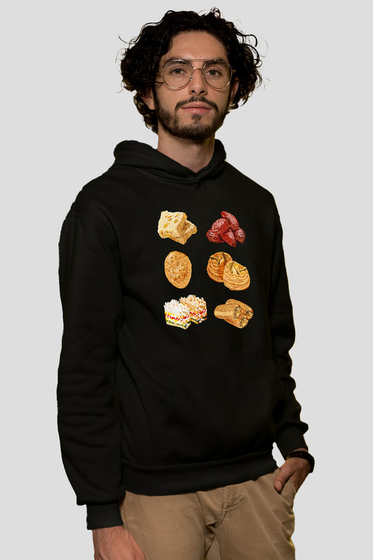 Ramazan Bayramı Baskılı Unisex Siyah Hoodie