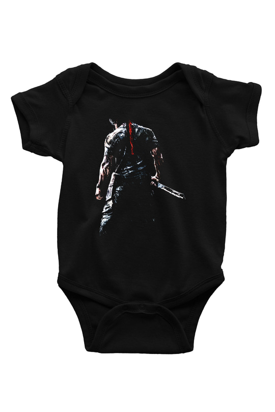 Rambo Baskılı Siyah Bebek Body - Zıbın