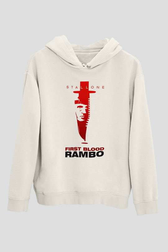 Rambo Beyaz Unisex Hoodie